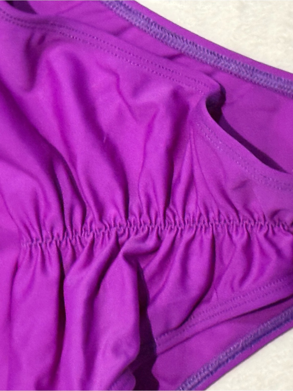 Purple High Waist Gathered/Ruched Swim Bottoms